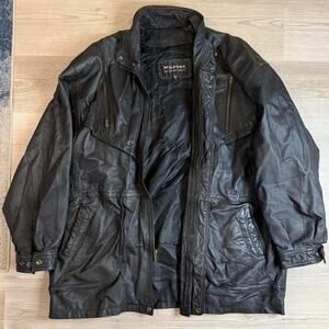 Wilsons Leather Jacket - Genuine Leather - Black Biker Jacket